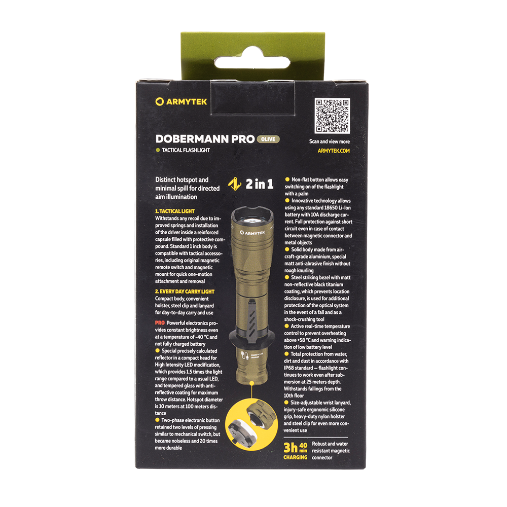 Фонарь Armytek Dobermann Pro Magnet USB  OliveТеплый. Фото №2