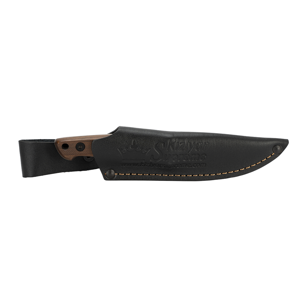 Нож Kizlyar Supreme Santi, AUS-8 StoneWash, дерево, кожа. Фото №4