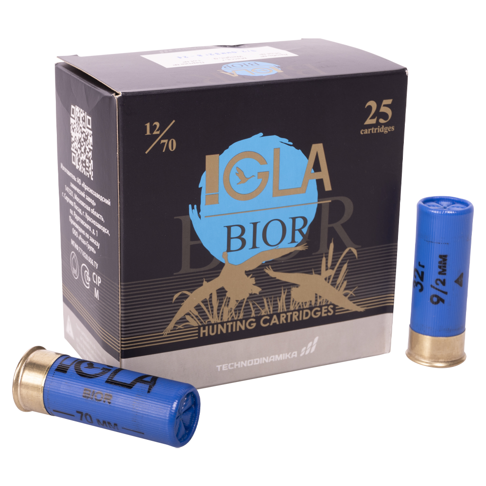 Патрон "Игла-Биор" 12/70 №9 32 гр. (пачка 25шт, короб., 250). Фото №1 Патрон "Игла-Биор" 12/70 №9 32 гр. (пачка 25шт, короб., 250). Фото №1