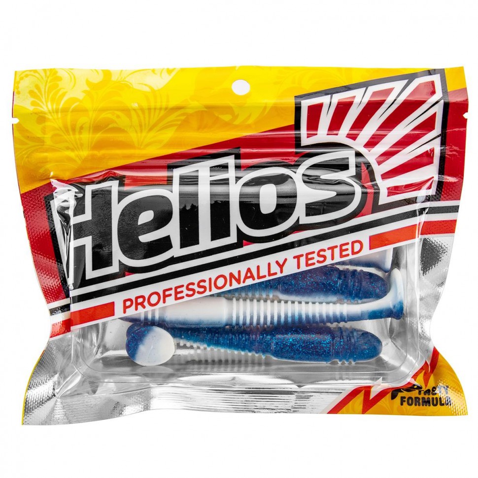 Виброхвост несъедобный Helios Minoga 3,75"/9.5 см Blue Sparkles & White 100шт. (HS-17-026-N). Фото №3