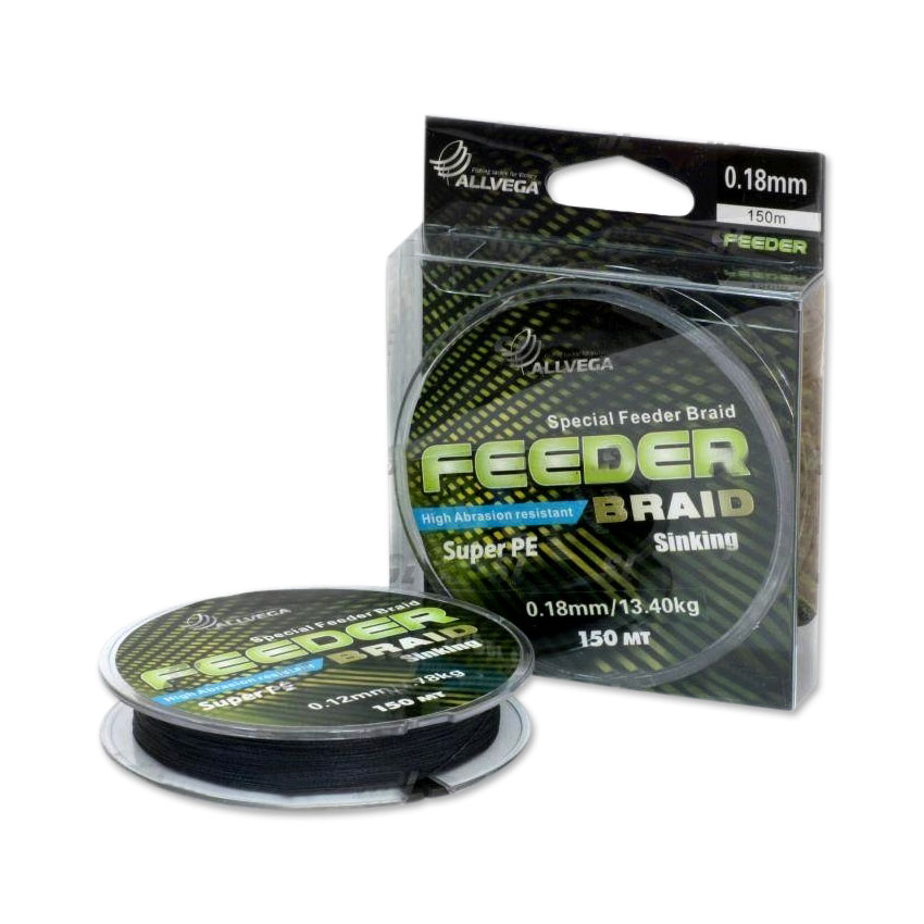 Леска плетеная ALLVEGA "Feeder Braid" 150м 0,08мм (4,93кг) (тёмно-серая) (FBR08). Фото №1