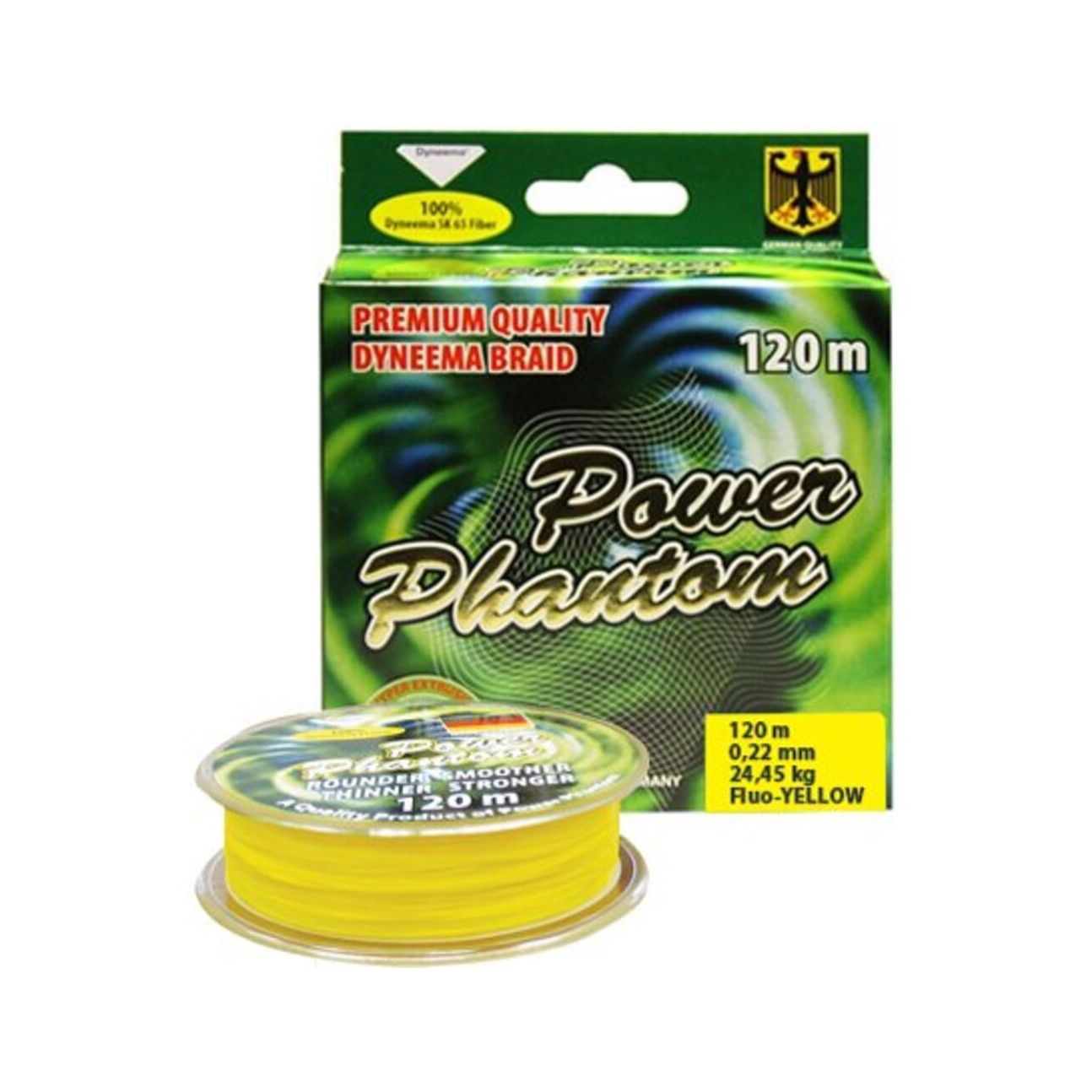 Шнур плетенный Power Phantom 0,20мм/120м 20,4кг желтый