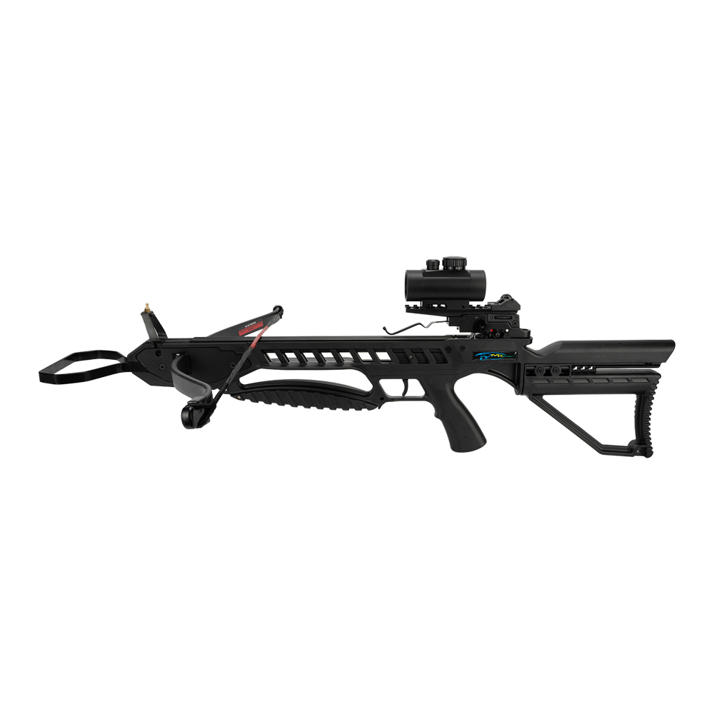 Арбалет рекурсивный Man Kung XB2, black, 4 стрелы, натяжитель, прицел, ремень, кивер. Фото №4