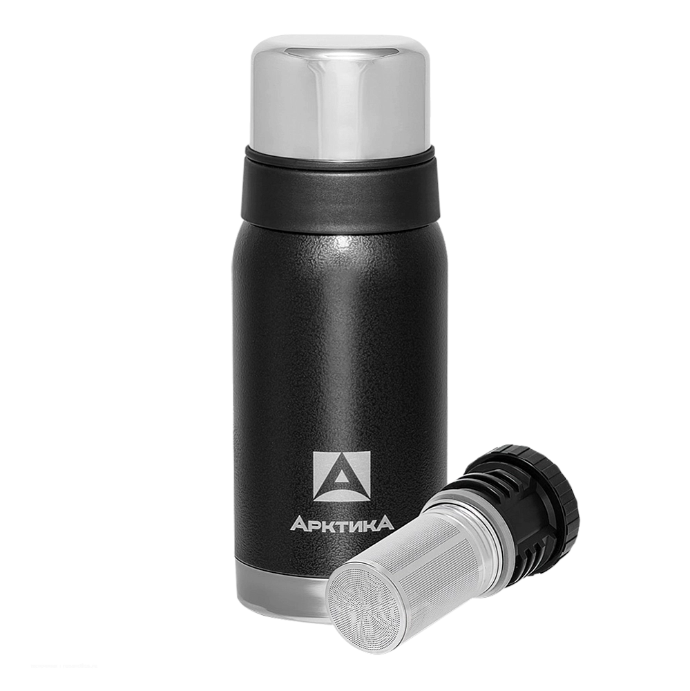 Термос "Арктика" бытовой, вакуумный, с ситечком (чёрный), 0,5 л. Фото №1