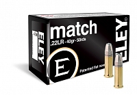 Патрон нарезной ELEY калибр 22 LR MATCH 2,59 гр. 40 grn. (в пачке 50 шт.) (в коробке 5000 шт)