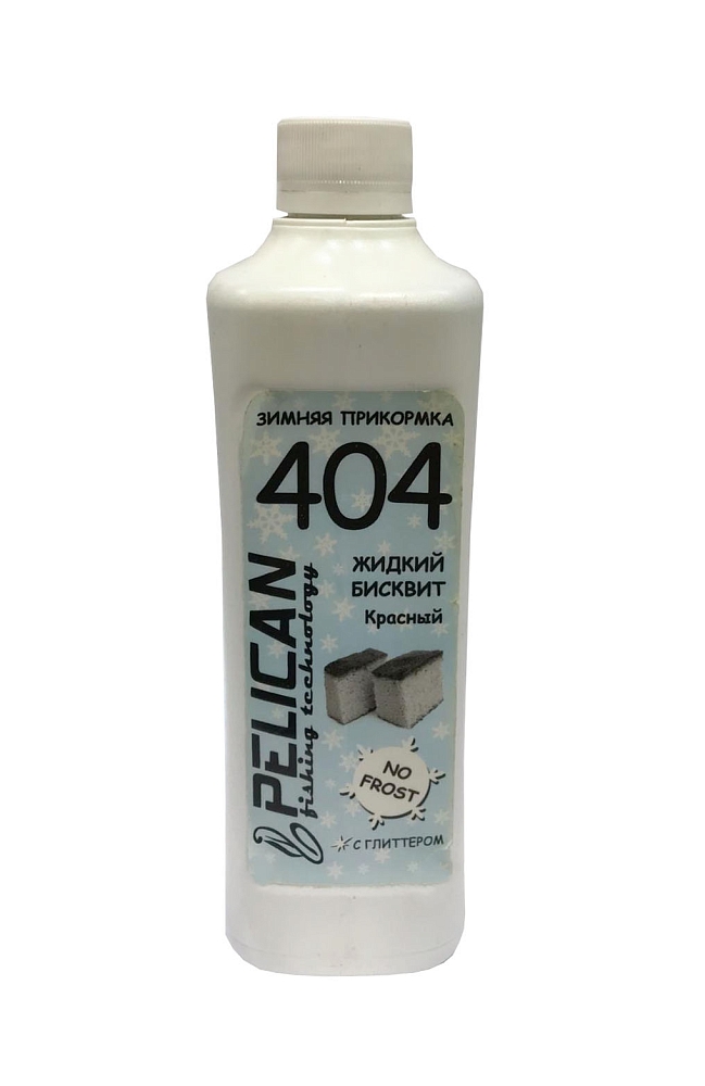 Прикормка зимняя "Жидий бисквит" PELICAN 404 красный с глиттером (1фл.-500мл.). Фото №2