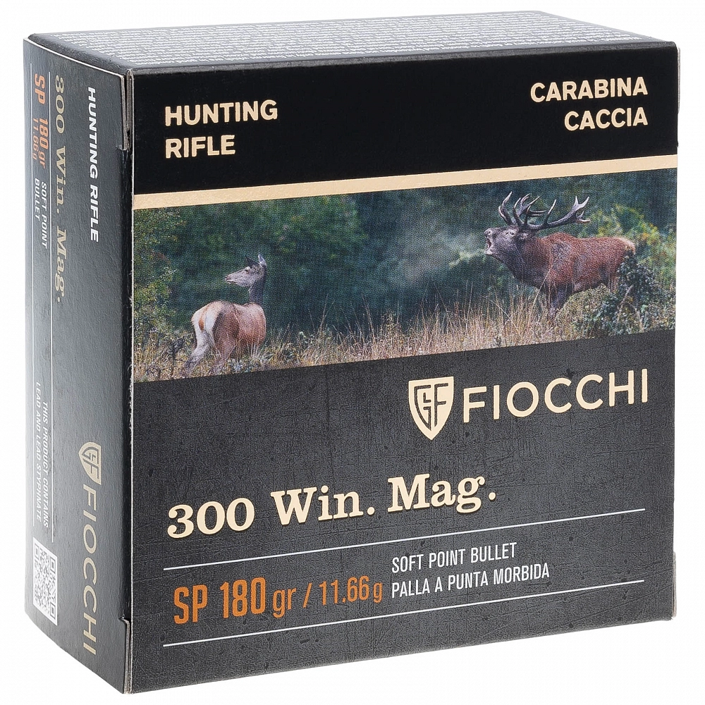 Патрон нарезной FIOCCHI калибр 300 WIN Mag SP 11,6 гр. 180 grn. (в пачке 20 шт.). Фото №1