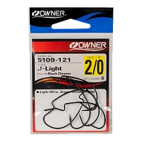 Крючок офсетный Owner 5109 Red №2/0 J-Light Hook (6шт.)