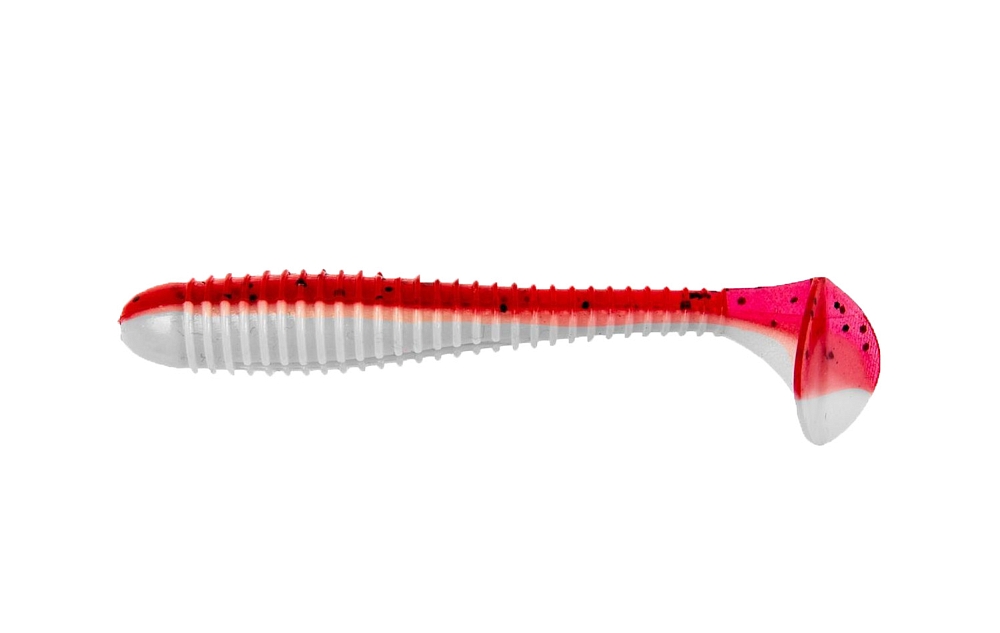 Виброхвост Helios Catcher 3,55"/9 см Red & White 5шт. (HS-2-003). Фото №2