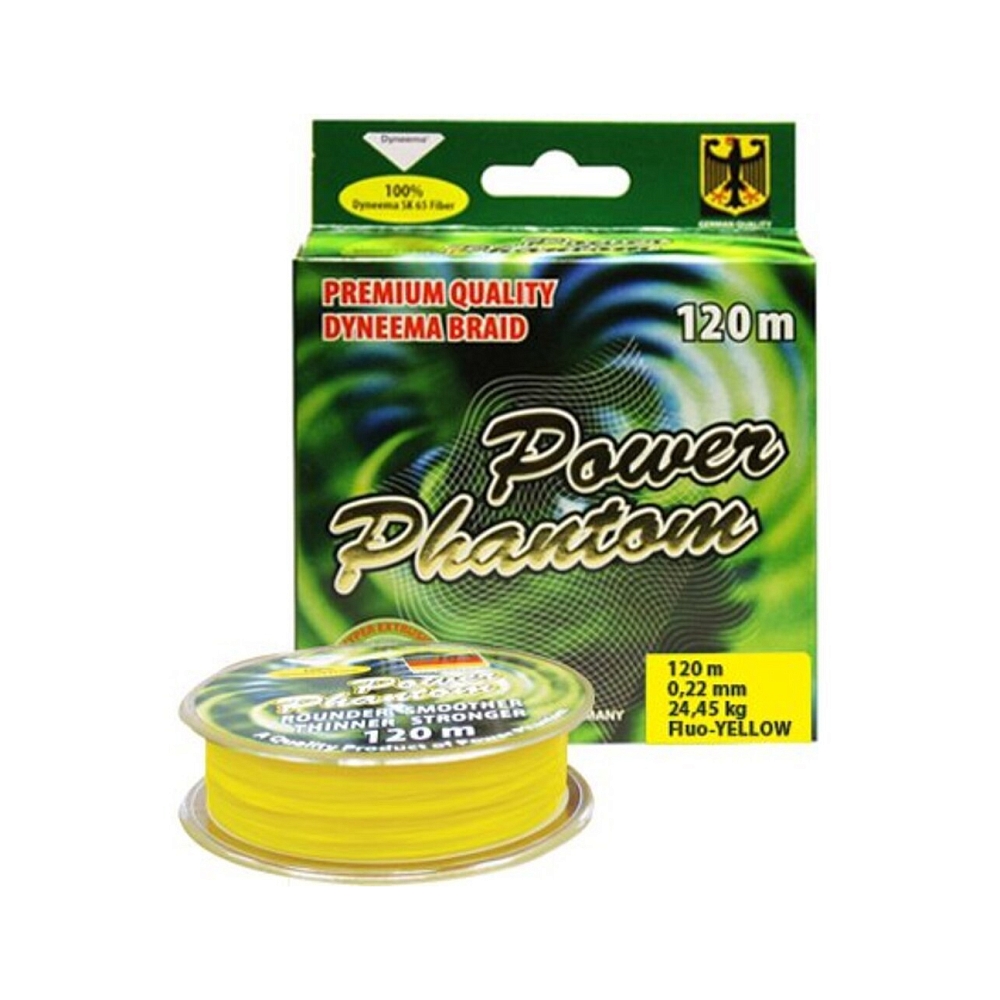Шнур плетеный Power Phantom 8х, 120m, 0,40 mm, 40,75 kg, флуоресцентно-жёлтый. Фото №2
