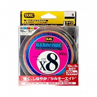 Пл.шн. Duel PE Hardcore X8 300m 5Color #0.8 (0.153mm) 7.0kg			