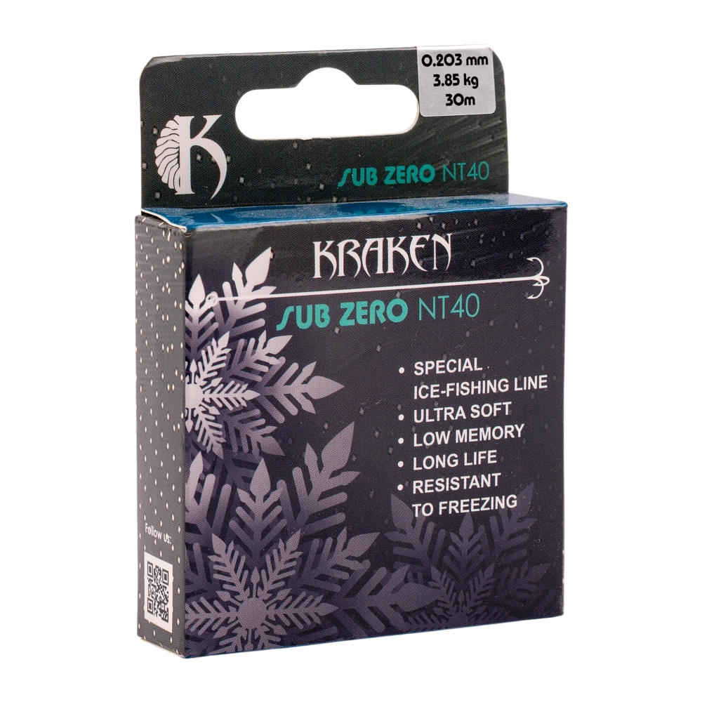 Леска зимняя Kraken Sub Zero NT40 30m 0,203mm 3.85kg. Фото №1