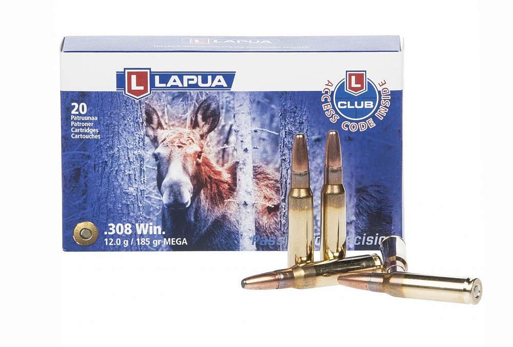 Патрон нарезной LAPUA калибр 308 WIN Mega 11,99 гр. 185 grn. (в пачке 20 шт.). Фото №2