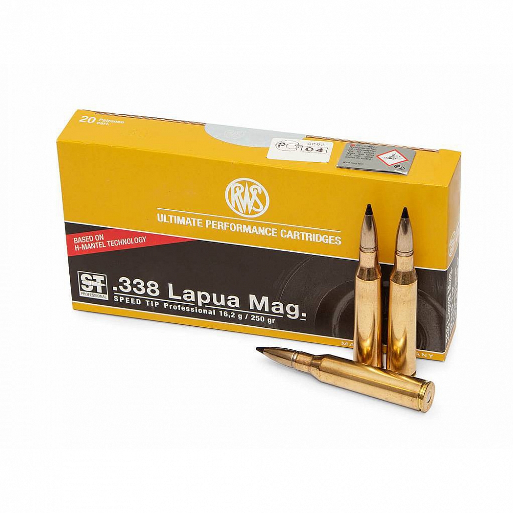 Патрон нарезной RWS калибр 338 Lapua Mag DN Speed Tip PRO 16,2 гр. (в пачке 20 шт.). Фото №1