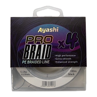 Плетенный шнур Ayashi PRO BRAID-X4 (black) d-0,23mm (100м)