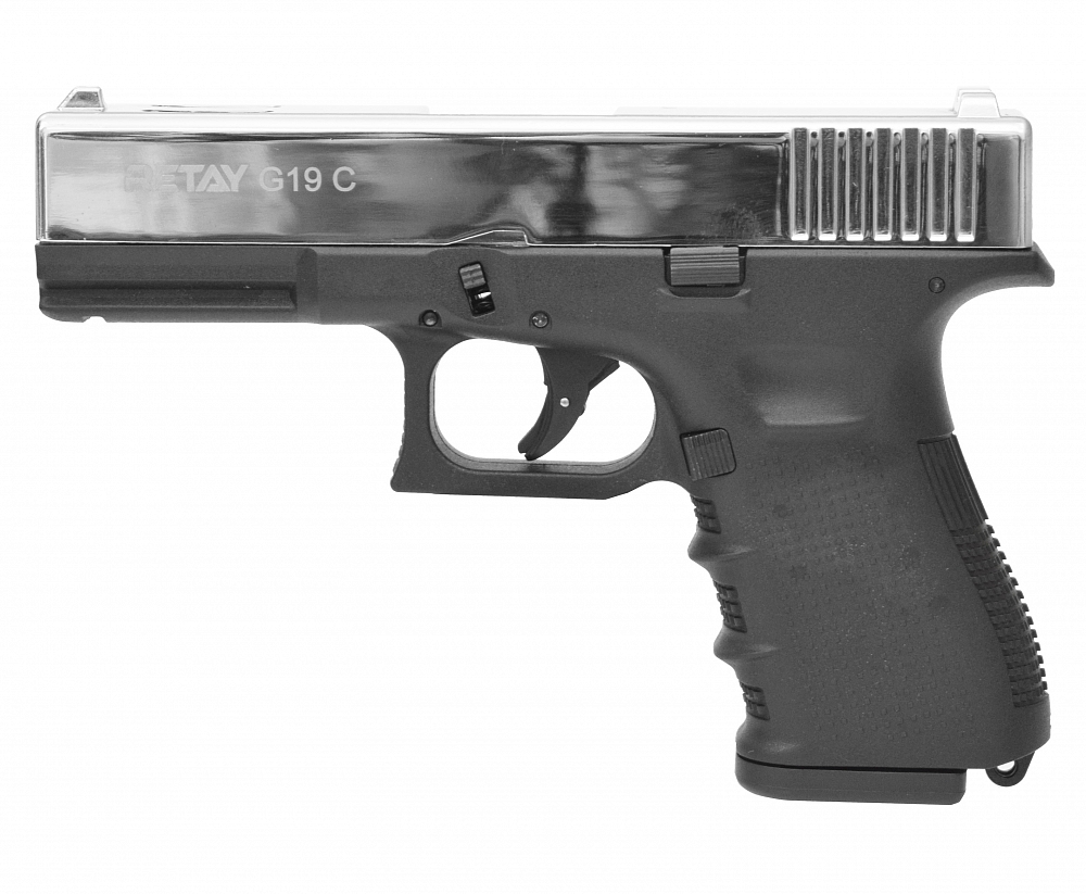 Пистолет охолощенный RETAY G19C, (Glock 19), Никель, калибр 9mm. P.A.K. Фото №2 Пистолет охолощенный RETAY G19C, (Glock 19), Никель, калибр 9mm. P.A.K. Фото №2