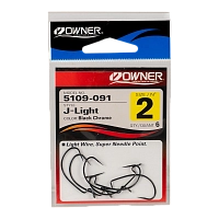 Крючок офсетный Owner 5109 Red №2 J-Light Hook (6шт.)
