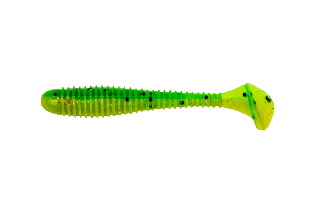Виброхвост Helios Catcher 3,55"/9 см Green Lime 5шт. (HS-2-010). Фото №2