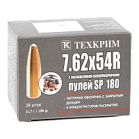 Патрон нарезной ТЕХКРИМ калибр 7,62х54R SP 180 11,7г (в пачке 20 шт.) (в кор.440)
