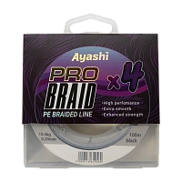 Плетенный шнур Ayashi PRO BRAID-X4 (black) d-0,20mm (100м)