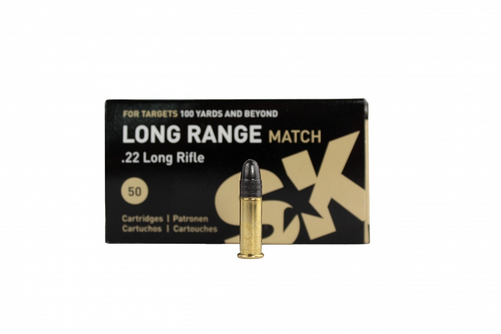 Патрон нарезной LAPUA калибр 22 LR LONG RANGE match SK 2,59 гр. 40 grn. (в пачке 50 шт.). Фото №1