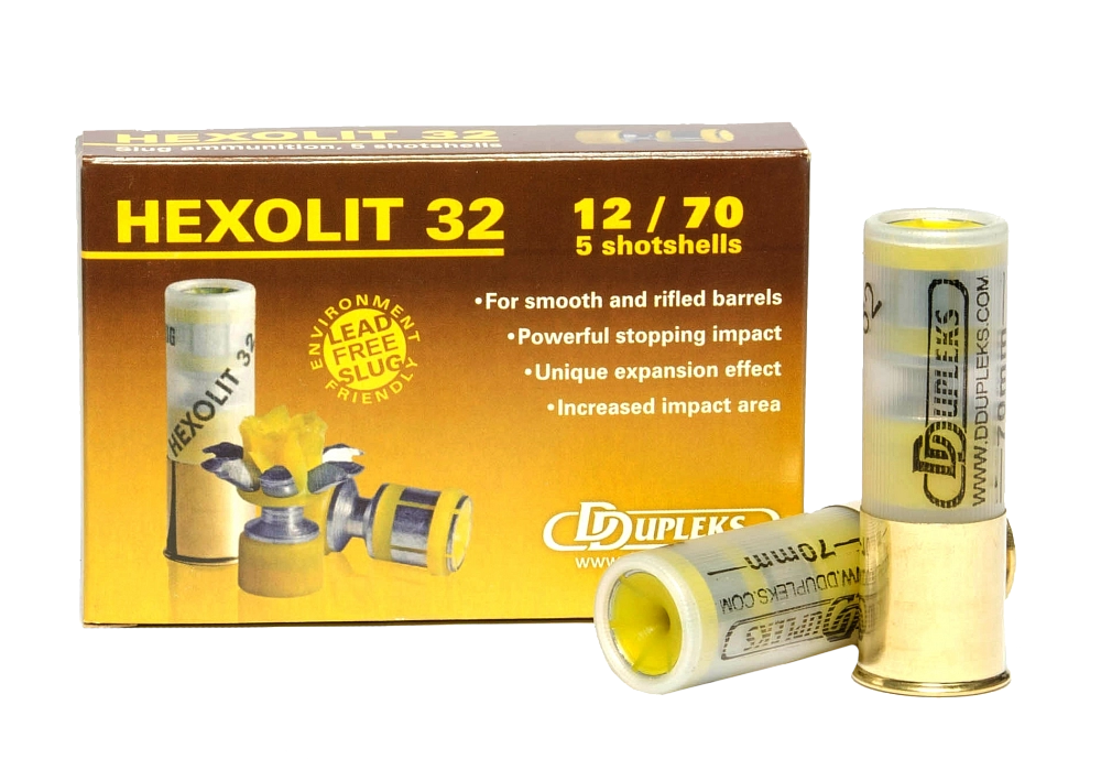 Патрон DDupleks 12/76 пуля Hexolit 32гр.(в пачке 5 шт.) (в коробке 230 шт.). Фото №2