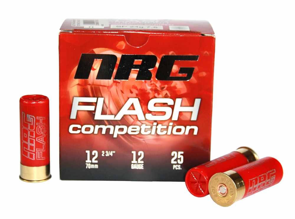 Патроны спортивные калибра АЗОТ 12/70 NRG Flash TRAP №7.5 24гр. (в пачке 25шт) (в коробке 250 шт.). Фото №1