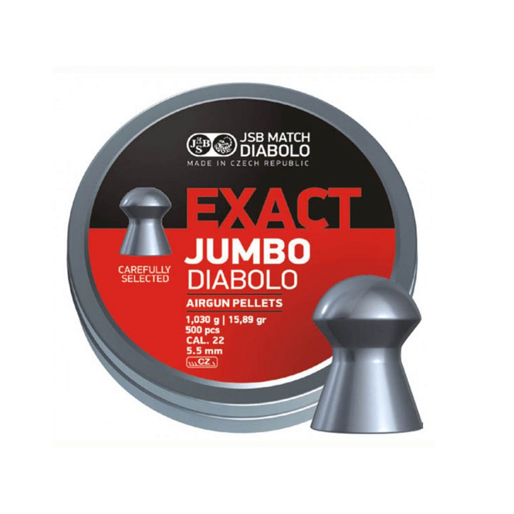 Пуля пневматическая "JSB Diabolo Jumbo Exact", калибр 5,5 мм, 1,03гр., 15,89gr (250 шт) (в кор 50 шт). Фото №1 Пуля пневматическая "JSB Diabolo Jumbo Exact", калибр 5,5 мм, 1,03гр., 15,89gr (250 шт) (в кор 50 шт). Фото №1