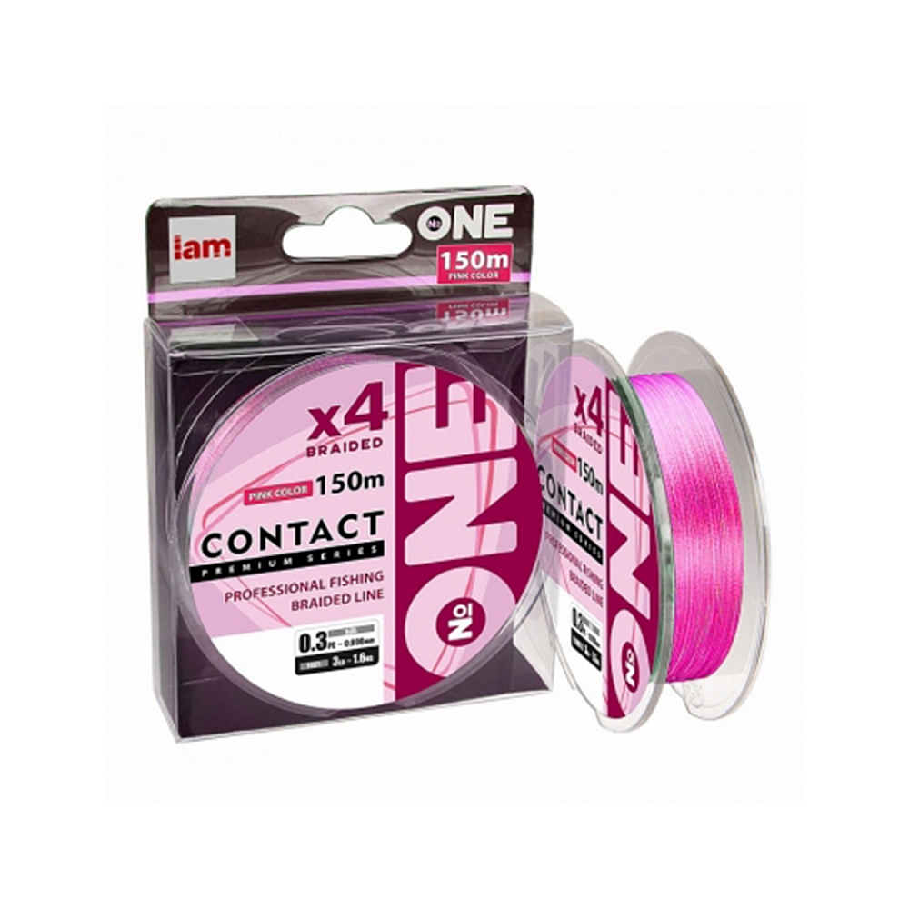Плетеная леска №ONE CONTACT Х4-150 (pink) 0.3PE. Фото №2