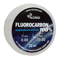 Леска ALLVEGA "FX FLUOROCARBON 100%" 0.80мм (20м) (39,8кг) (LFX2080)
