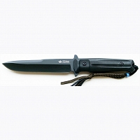 Нож TRIDENT D2 BT (черный, черная рукоять,черные ножны)