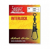 Вертлюги с застежкой Lucky John BARREL AND INTERLOCK Black 007 7шт.