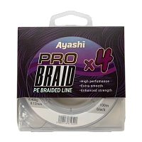 Плетенный шнур Ayashi PRO BRAID-X4 (black) d-0,12mm (100м)
