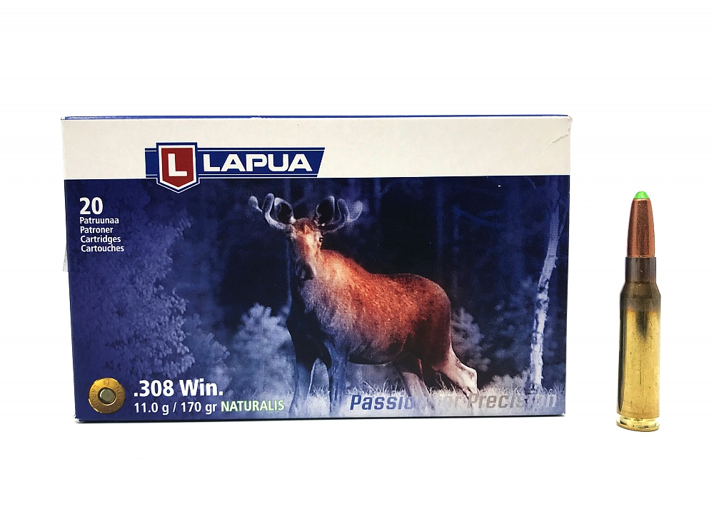 Патрон нарезной LAPUA калибр 308 WIN Naturalis LR 11,0 гр. 170 grn. (в пачке 20 шт.). Фото №1