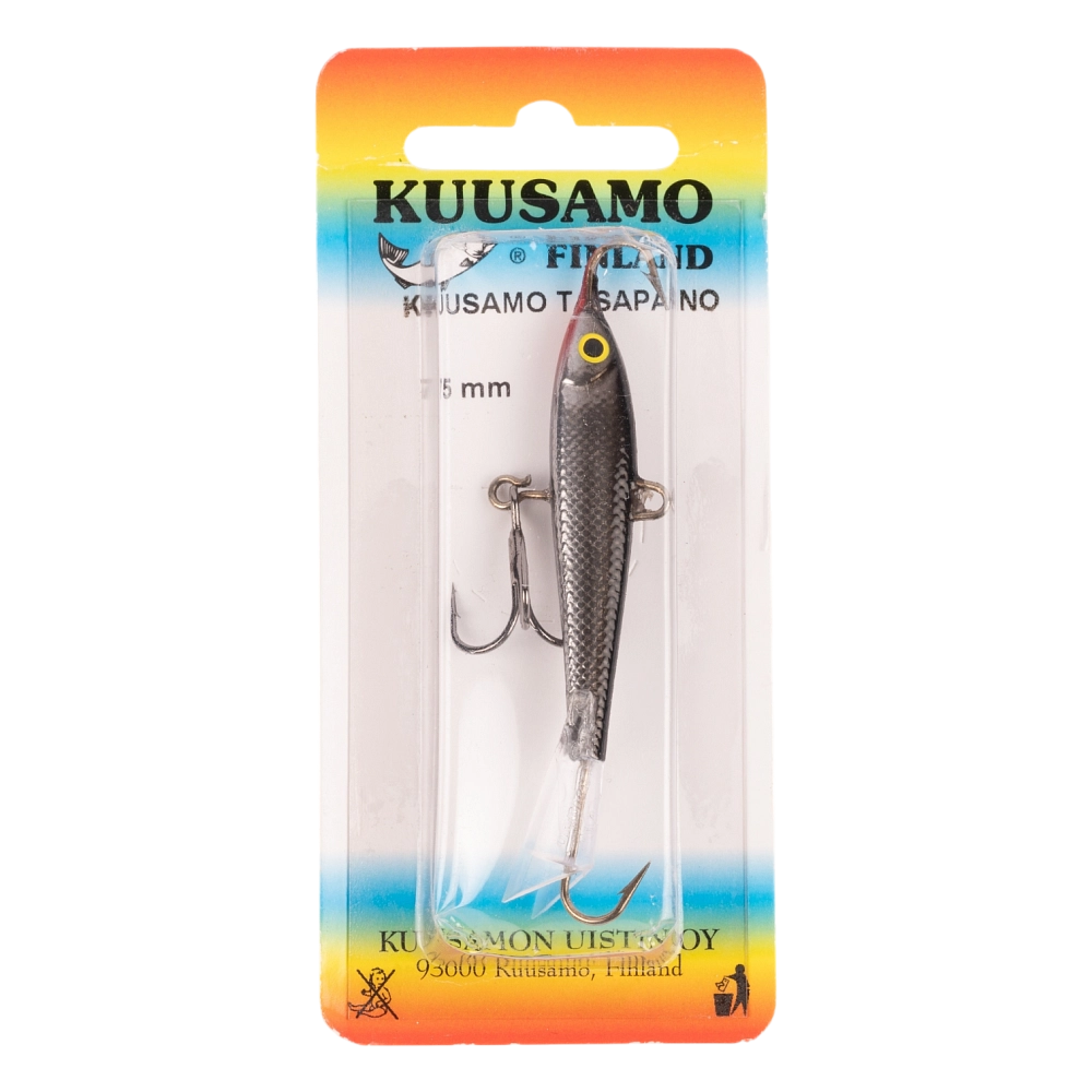 Балансир Kuusamo Tasapaino 75мм, 18гр, цвет (BL/R/Silver) с тройником. Фото №1