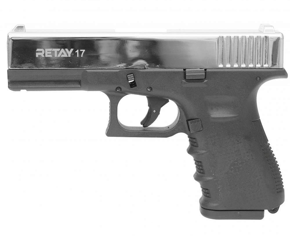 Пистолет охолощенный RETAY 17, (Glock 17), Никель, калибр 9mm. P.A.K. Фото №2