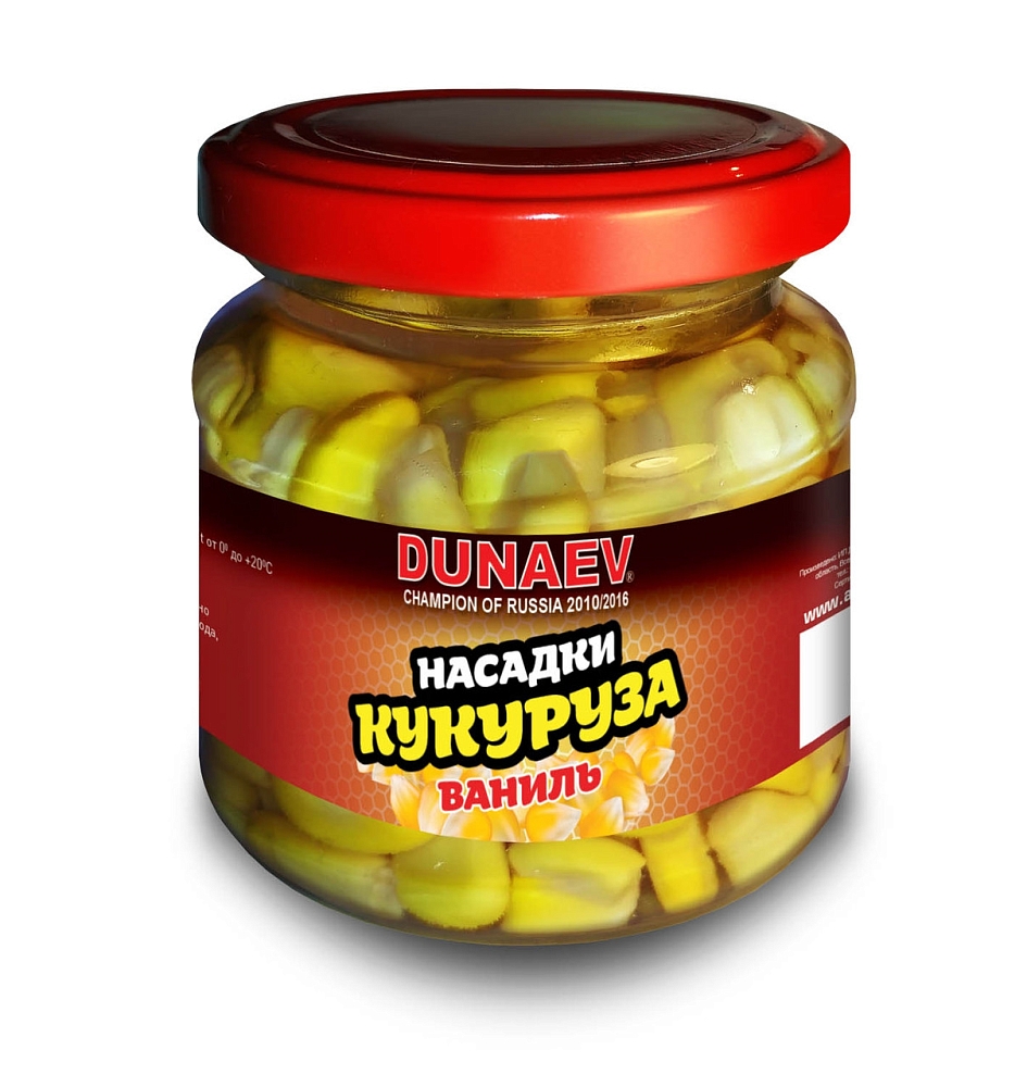 Насадка рыболовная в стеклянной банке "Dunaev" Кукуруза 100мл Ваниль. Фото №2