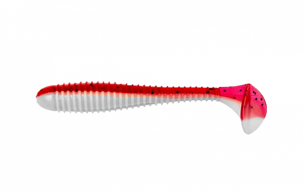 Виброхвост Helios Catcher 3,55"/9 см Red & White 5шт. (HS-2-003). Фото №1
