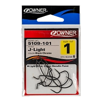 Крючок офсетный Owner 5109 Red №1 J-Light Hook (6шт.)