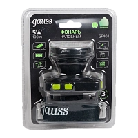 Фонарь налобный Gauss модель GFL401 5W 100lm диммируемый Li-ion 3000mAh LED 1/10/90