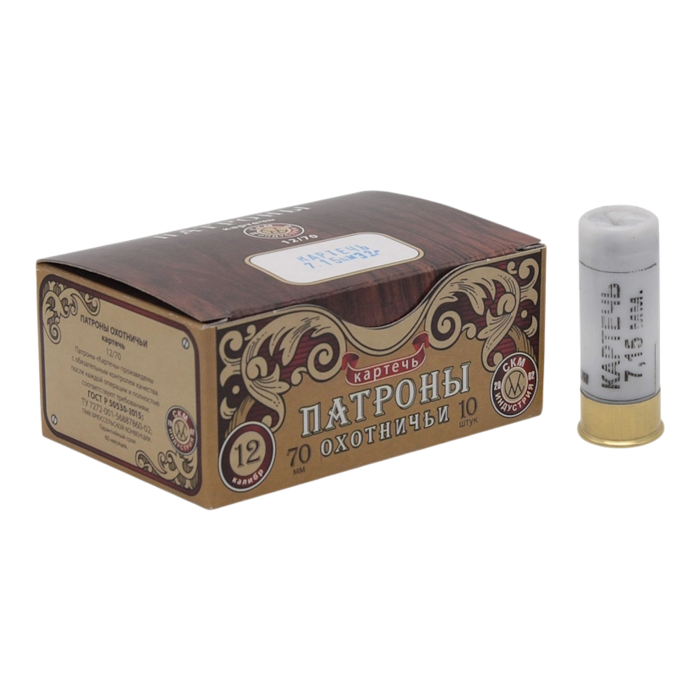 СКМ Патрон охотничий 12/70 картечь "7,15" 32 гр. (п. Импорт) (в коробке 10 шт.). Фото №1 СКМ Патрон охотничий 12/70 картечь "7,15" 32 гр. (п. Импорт) (в коробке 10 шт.). Фото №1