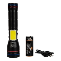 Фонарь ручной (аккумулятор 26650,+COB диод, цифровой индикатор заряда, разъем Type-C, power bank, магнит)