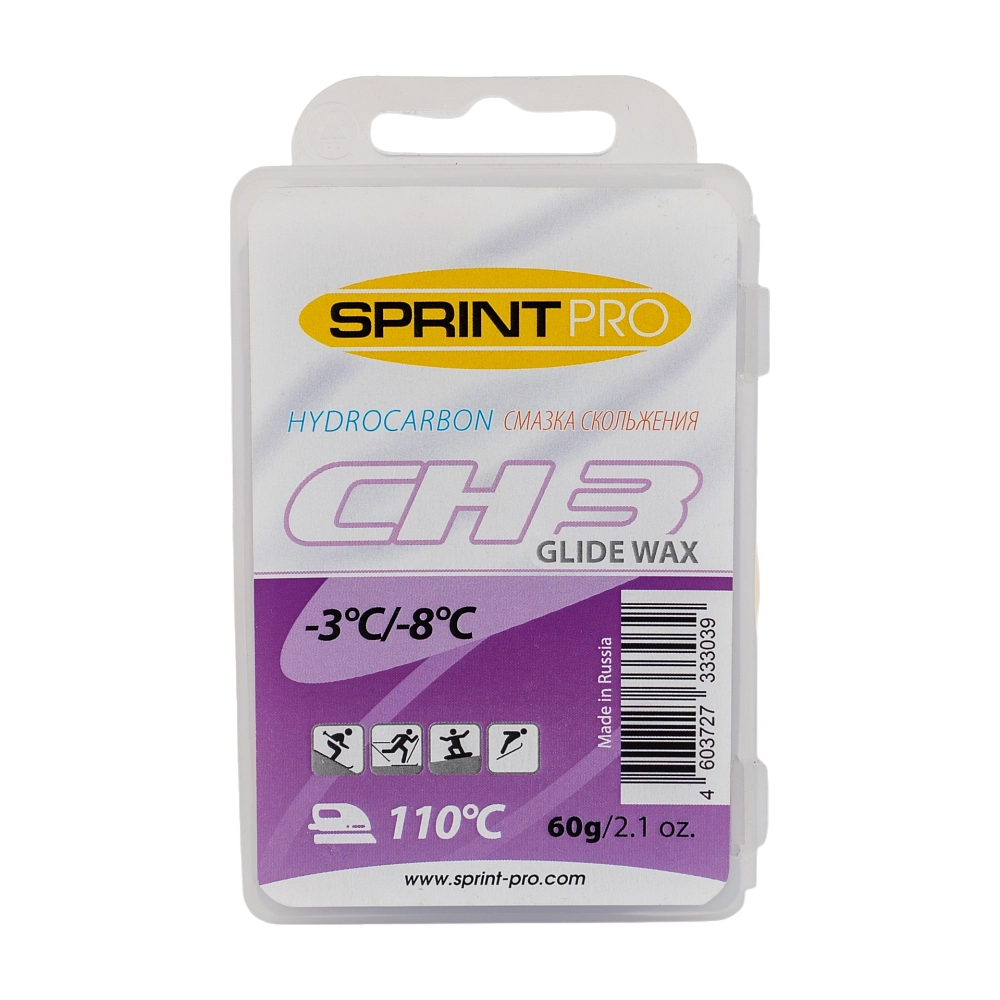 Мазь скольжения SPRINT PRO, CH3 Violet, (-3 -8°C), 60г (СПРИНТ). Фото №2