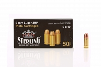 Патрон нарезной STERLING калибр 9X19 LUGER JHP 8,0 гр.124 grn. (в пачке 50 шт.) (в коробке 1500 шт.)