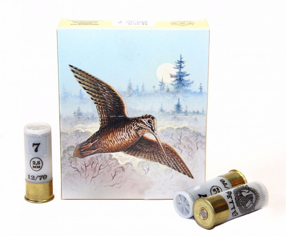 Патрон ФЕТТЕР ТЕМАТИЧЕСКИЙ (Вальдшнеп) 12/70 дробь №7 30гр. (в коробке 10 шт). Фото №1 Патрон ФЕТТЕР ТЕМАТИЧЕСКИЙ (Вальдшнеп) 12/70 дробь №7 30гр. (в коробке 10 шт). Фото №1