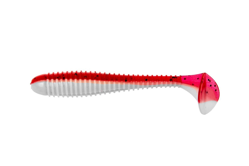Виброхвост несъедобный Helios Catcher 3,55"/9 см Red & White 100шт. (HS-2-003-N). Фото №1