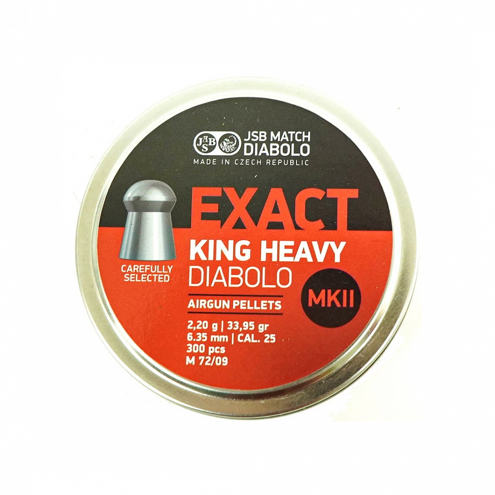 Пуля пневматическая "JSB Diabolo Exact King Heavy", калибр 6,35мм, 2,2гр., 33,95gr (300 шт) (в кор 30 шт). Фото №1