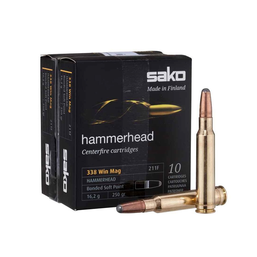 Патрон нарезной SAKO калибр 338 WIN Mag SP Hammerhead 16,2 гр. 250 grn. (в пачке 20 шт.). Фото №2