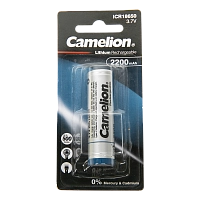 Батарейка аккумуляторная Camelion  ICR18650  2200 mah (ICR18650F-22BP1, 3.7 V, Li-Ion/ LiCoO2)