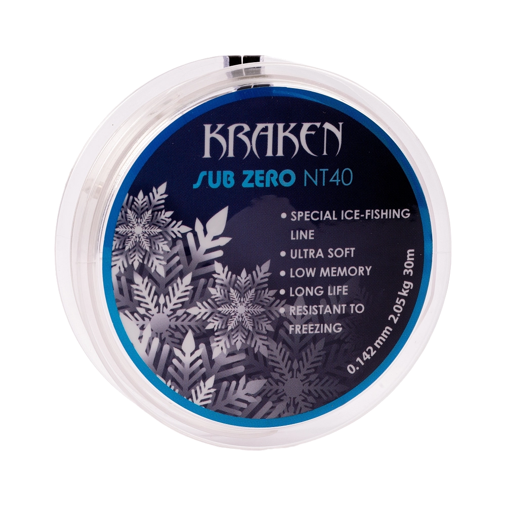 Леска зимняя Kraken Sub Zero NT40 30m 0,142mm 2.05kg. Фото №2